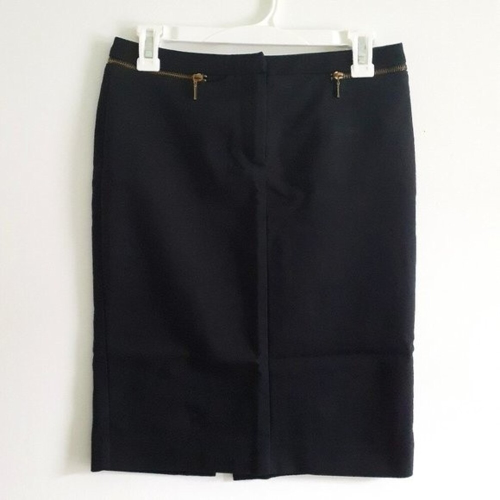 Zara Basic Black Moto Zip Accent Pencil Back Fitted Women's Mini Skirt Small